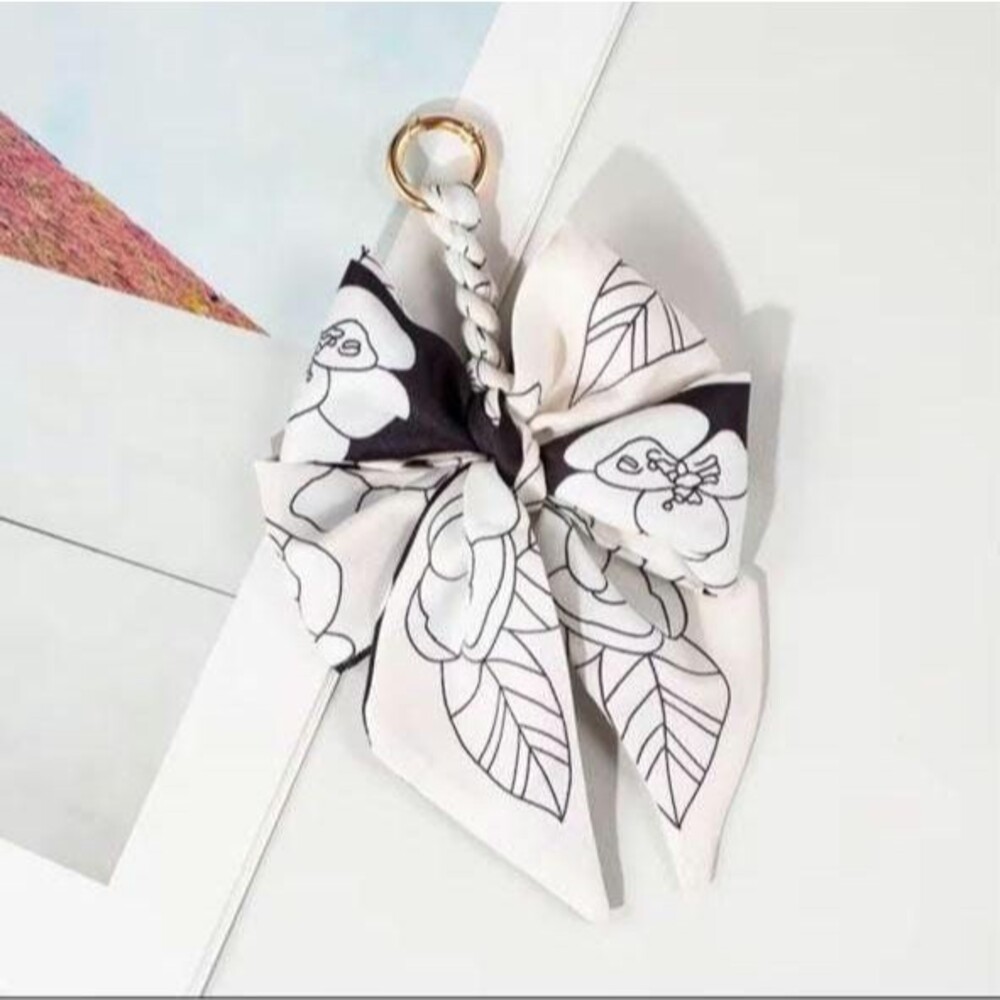 Silk Bow Bag Charm | Purse Bow Keychain |Scarf Bag Accessory| Handbag